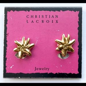 NEW Christian Lacroix Gold Tone Clip-On Earrings